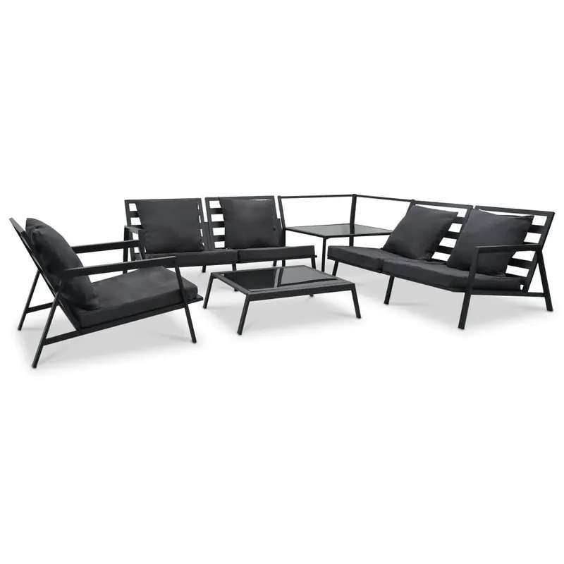 Muebles de jardín 5 pzas y cojines de aluminio gris oscuro VidaXL