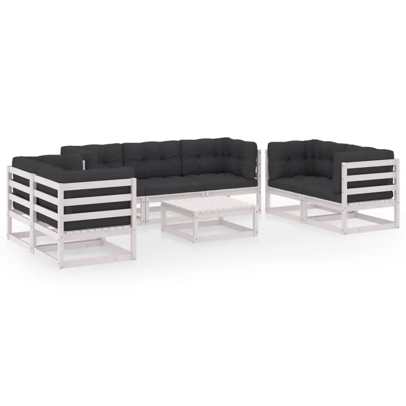 Muebles de jardín 8 piezas con cojines de madera de pino maciza VidaXL