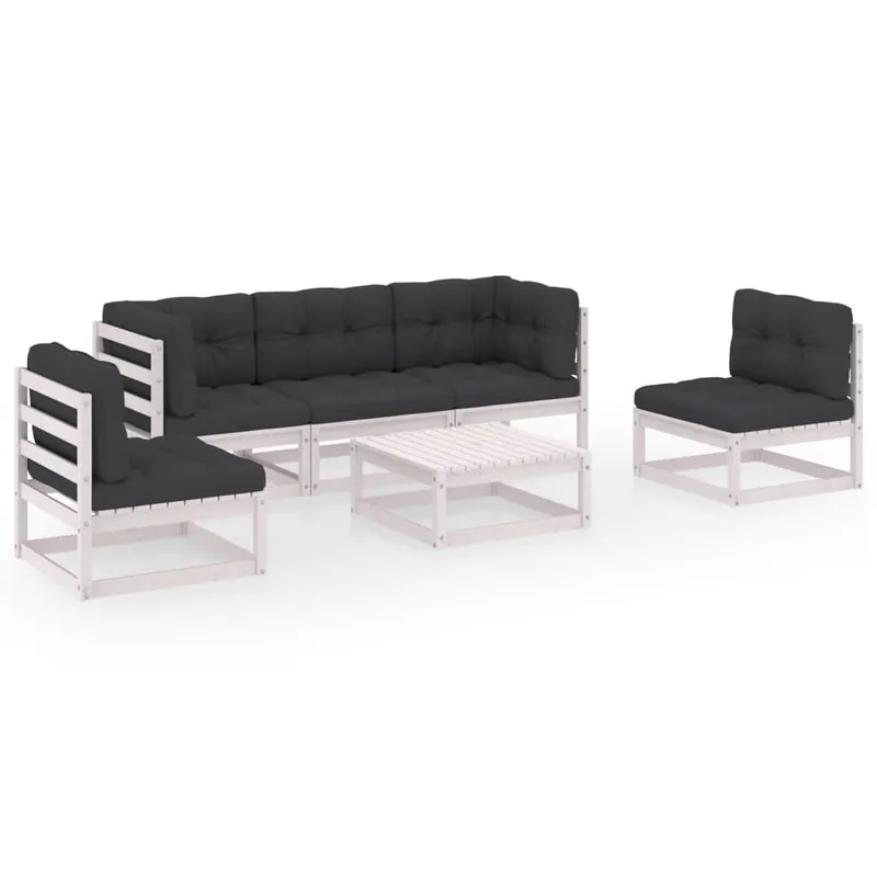 Muebles de jardín 6 piezas con cojines de madera de pino maciza VidaXL