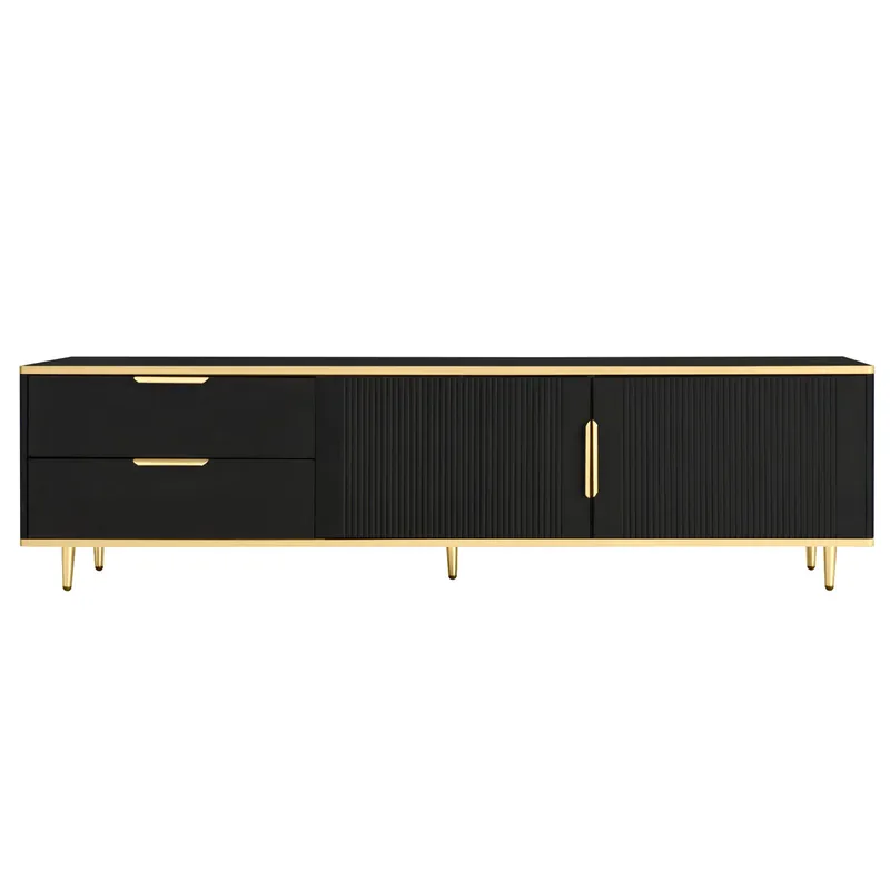 Mueble para TV moderno - con 2 puertas y 2 cajones - patas de metal - Blanco