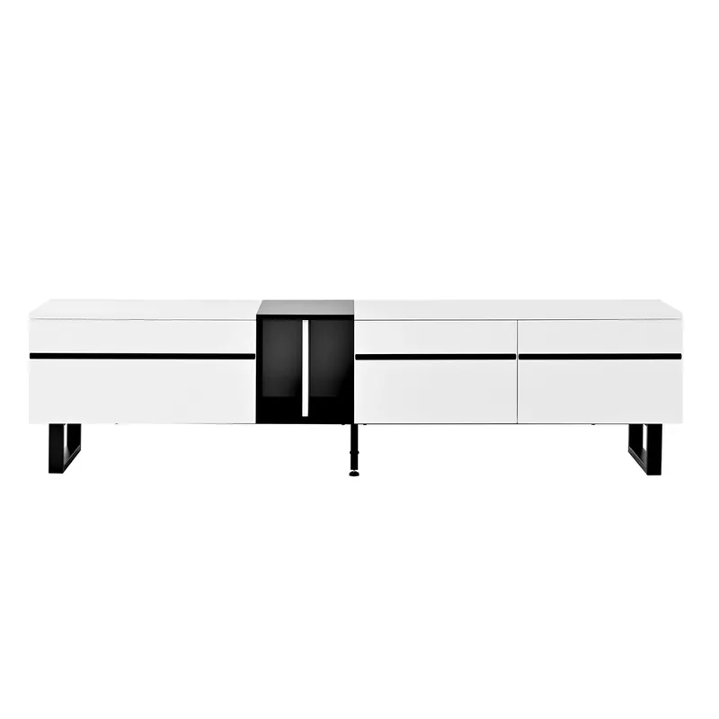 Mueble TV 180 cm - Minimalista con puertas y estantes abiertos, gran almacenamiento - Blanco