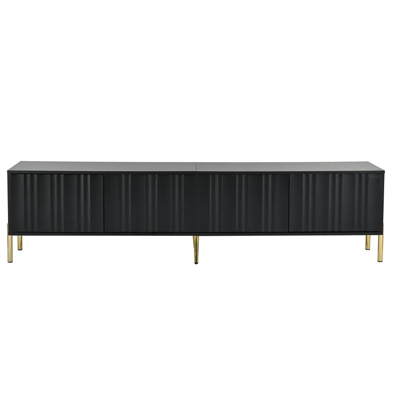 Mueble TV 190x38x48 cm - patas doradas, diseño moderno - Negro