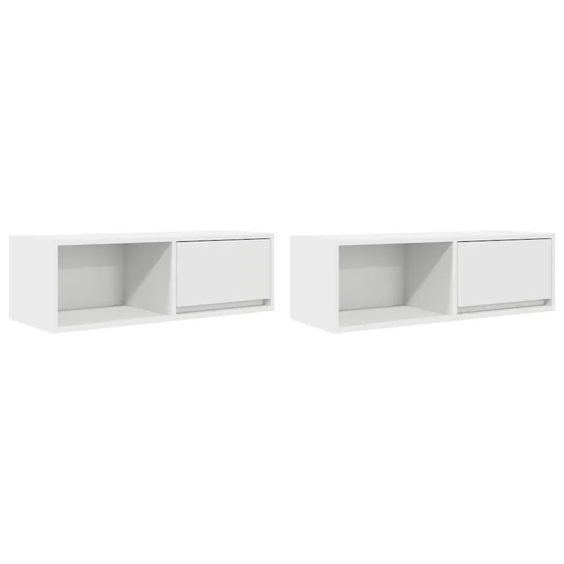 Muebles de TV - Mesas de TV 2 uds Blanco 80x31x25,5 cm Madera de ingeniería