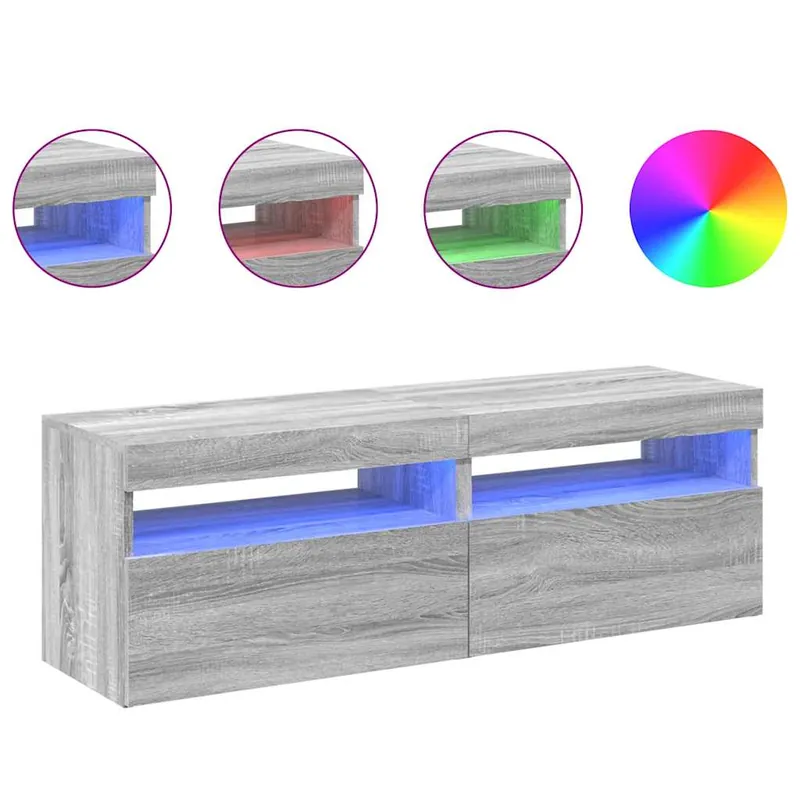 Muebles TV - Mesas de TV con luces LED 2 uds madera ingeniería roble artisan