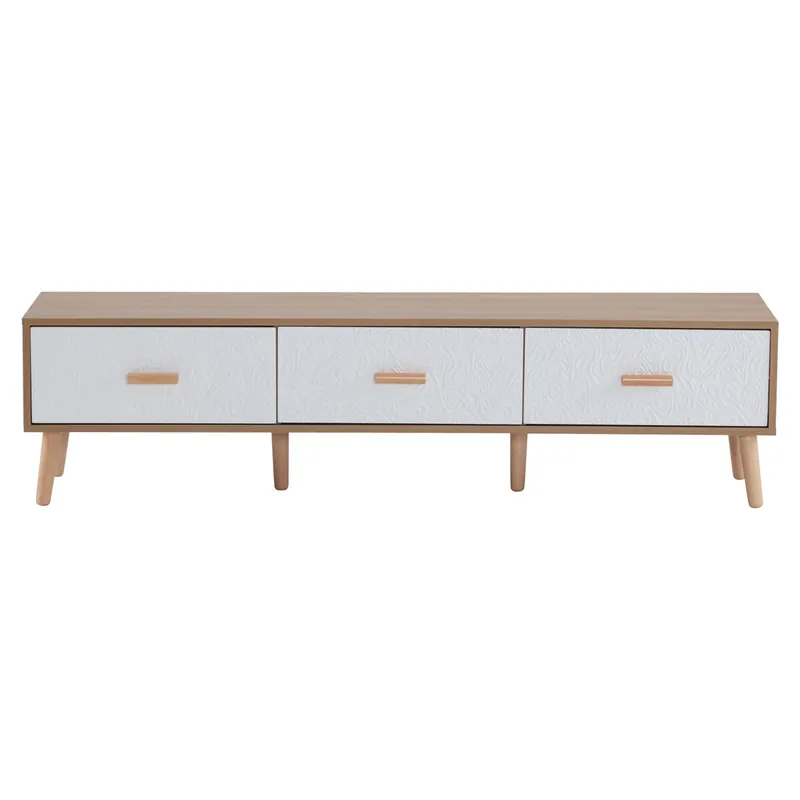 Mueble TV 150 cm - 3 cajones - tablero de partículas - Blanco