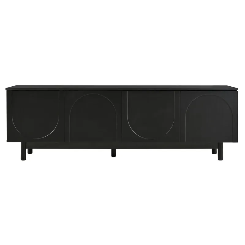 Mueble para TV moderno - con estantes ajustables - de tablero de partículas - Negro