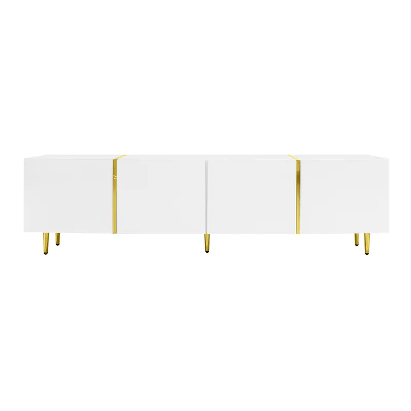 Mueble TV L 170 cm - con 4 puertas - MDF - Blanco