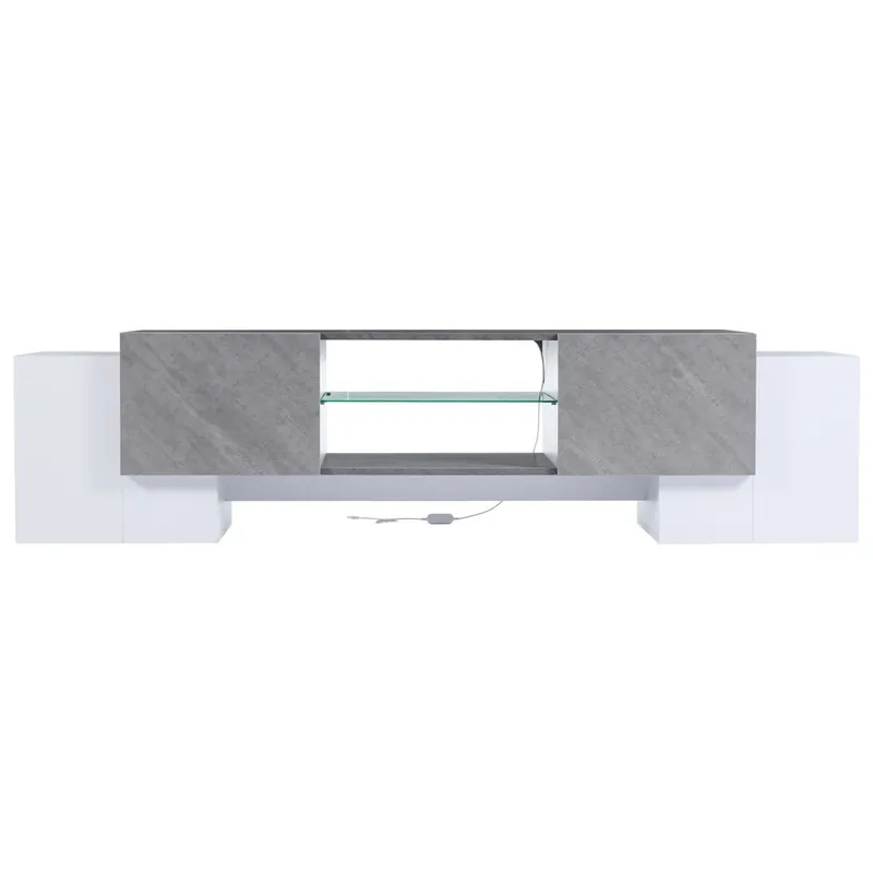 Mueble TV 180x40x46.5 cm - TV Schrank con Bluetooth-LED, Lowboard para televisores de 60/65/70 pulgadas - Blanco y Gris
