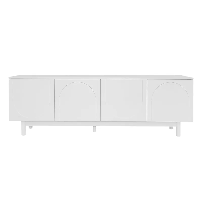 Mueble TV moderno 175 x 38 x 56 cm - Planchas ajustables, Lowboard ligero estilo lujo - Blanco