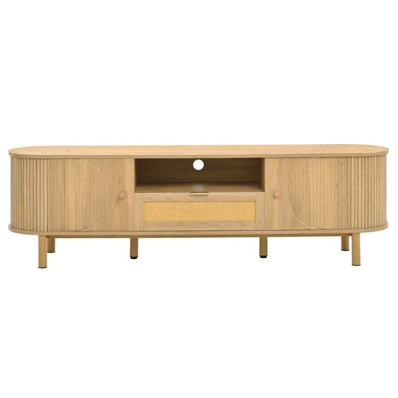 Set de muebles de salón - mesa de centro ajustable en altura y mueble TV - diseño moderno - color natural