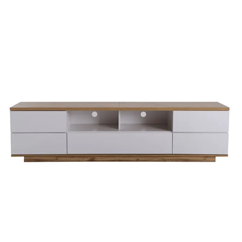 Mueble TV moderno 180 cm - Diseño bicolor, acabado madera - Blanco