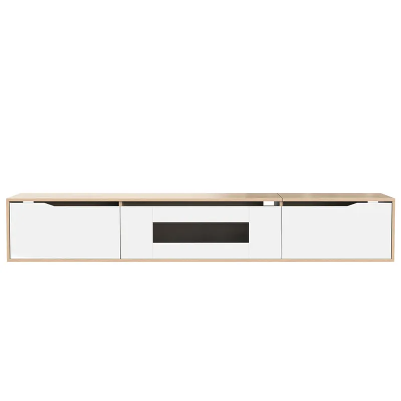 Mueble TV - Características en blanco brillo con luz LED cambiante - Blanco