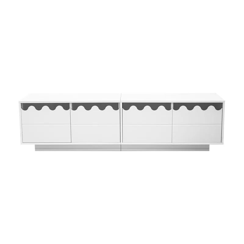 Mueble TV 170x40 cm - 4 puertas con diseño ondulado - Moderno - Beige
