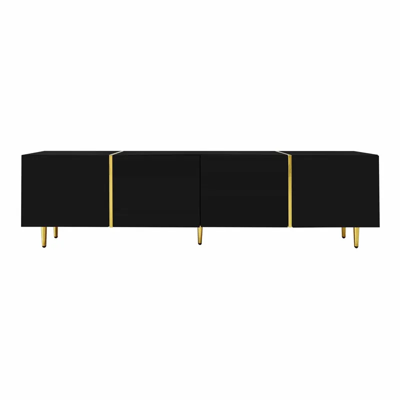 Mueble TV L 170 cm - con 4 puertas - MDF - Negro