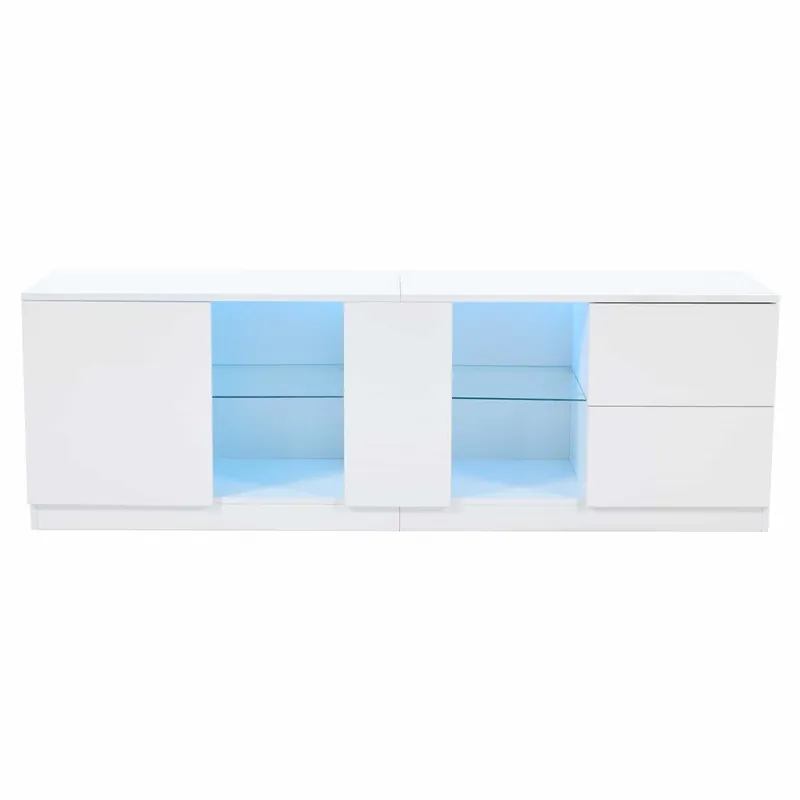 Mueble TV 160x40x52 cm - Kommode Hochglanz con LED - Blanco