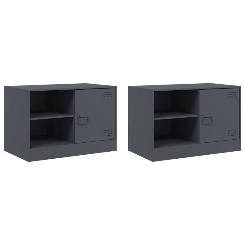 Muebles para TV - Mesas de TV 2 unidades acero negro 67x39x44 cm