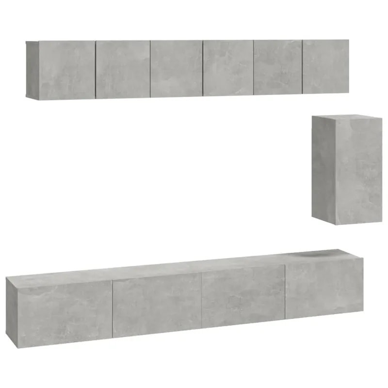 Set de muebles de TV 6 piezas madera contrachapada gris hormigón