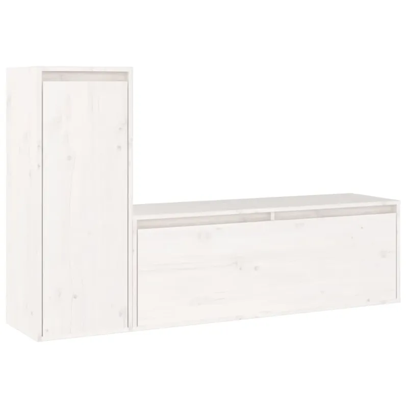Muebles para TV 2 piezas madera maciza de pino blanco