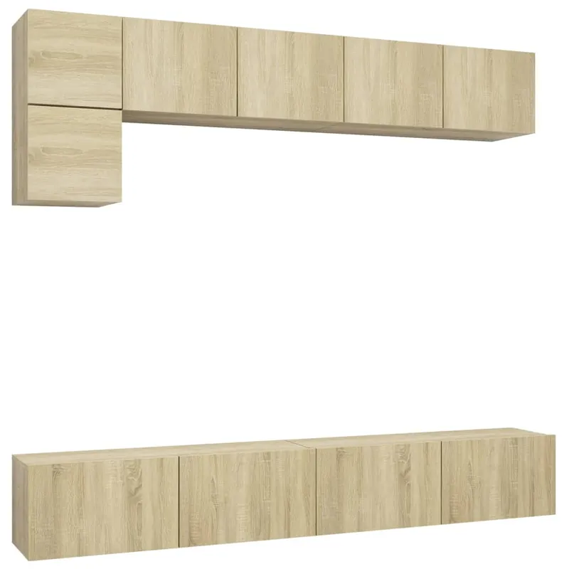 Muebles de pared de TV 5 piezas aglomerado color roble Sonoma