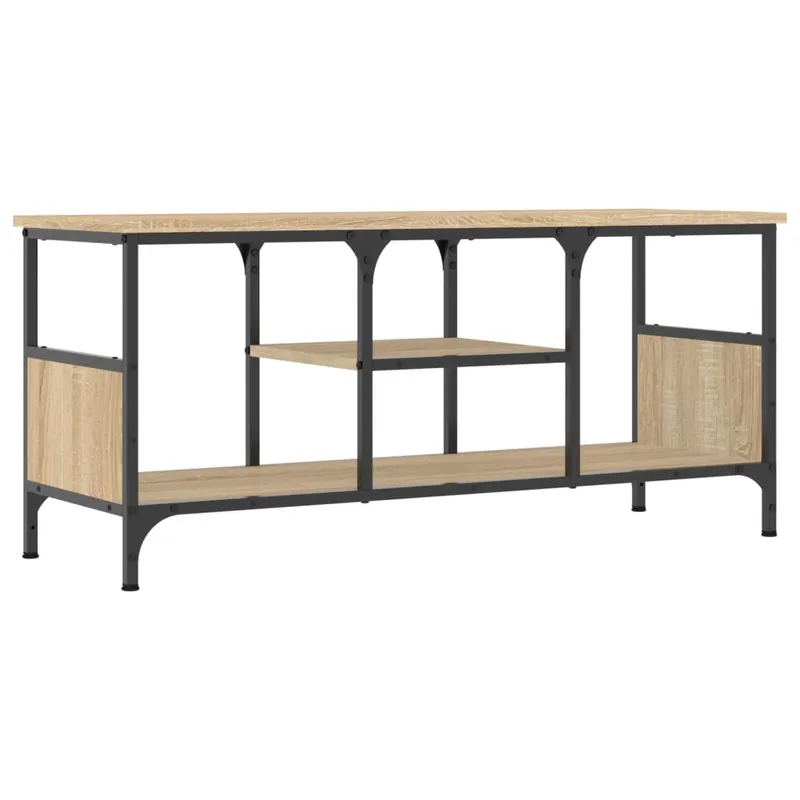 Mueble TV hierro y madera contrachapada gris Sonoma 100x35x45cm - Muebles