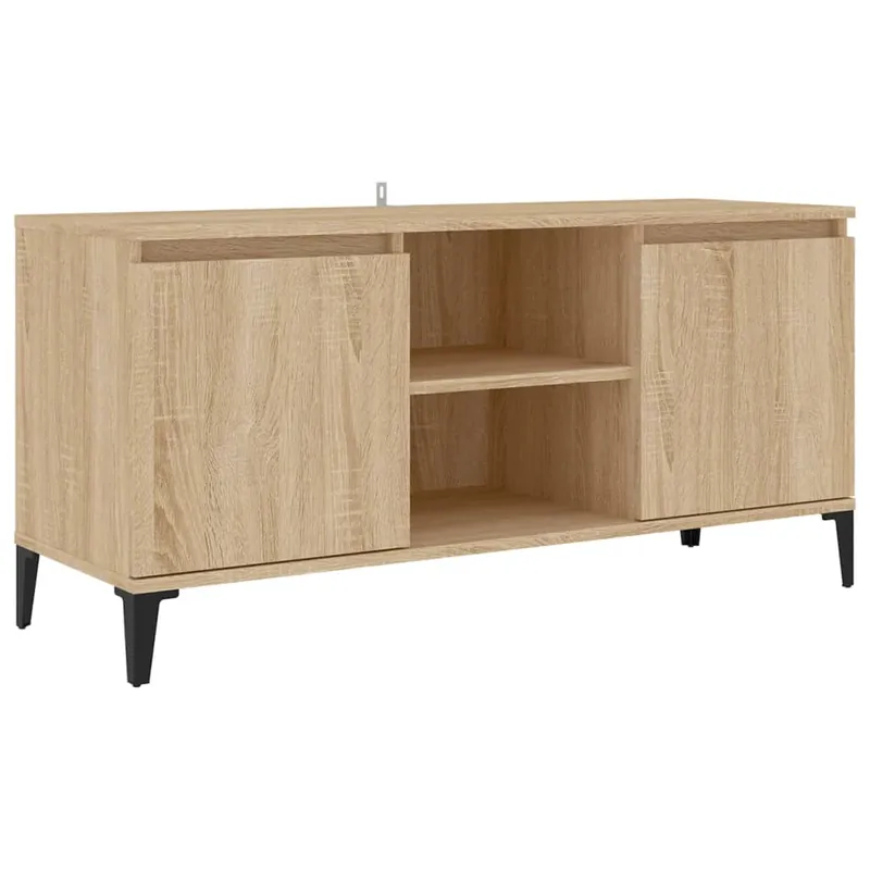 Mueble de TV con patas de metal blanco 103,5x35x50 cm - Muebles