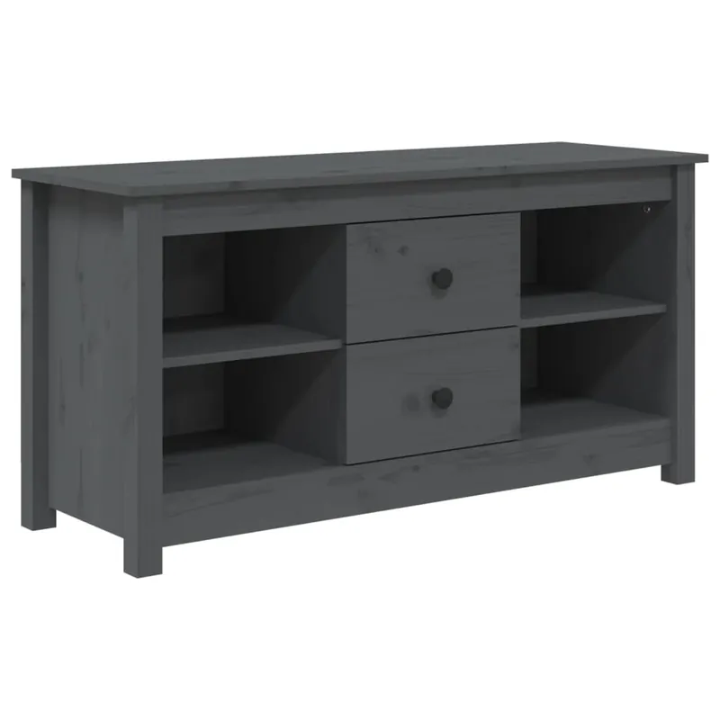Mueble de TV de madera maciza de pino gris 103x36,5x52 cm - Muebles