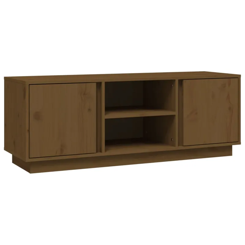 Mueble de TV madera maciza de pino marrón miel 110x35x40,5 cm - Muebles