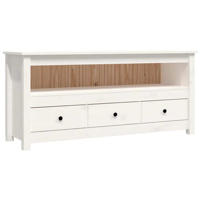 Mueble de TV de madera maciza de pino negro 114x35x52 cm - Muebles