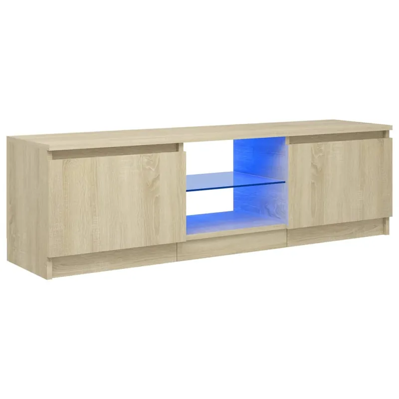 Mueble de TV con luces LED roble ahumado 120x30x35,5 cm - Muebles