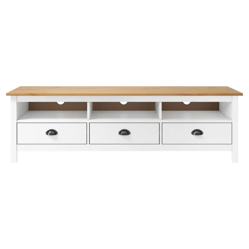 Mueble de TV Hill madera maciza de pino blanco 158x40x47 cm - Muebles