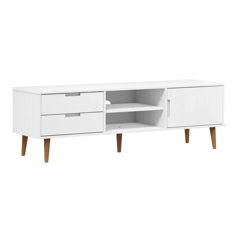 Mueble de TV MOLDE madera maciza de pino blanca 158x40x49 cm - Muebles