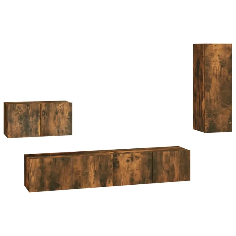 Set de muebles para TV 4 piezas madera contrachapada gris Sonoma