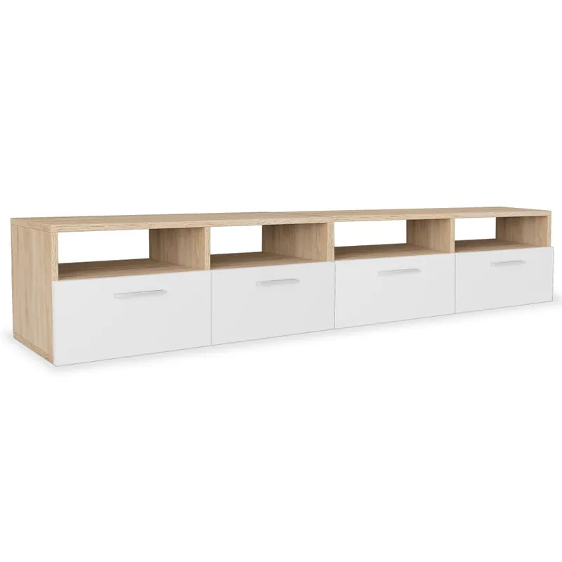 Mueble de salón para la TV aglomerado 2 piezas roble y blanco - Muebles