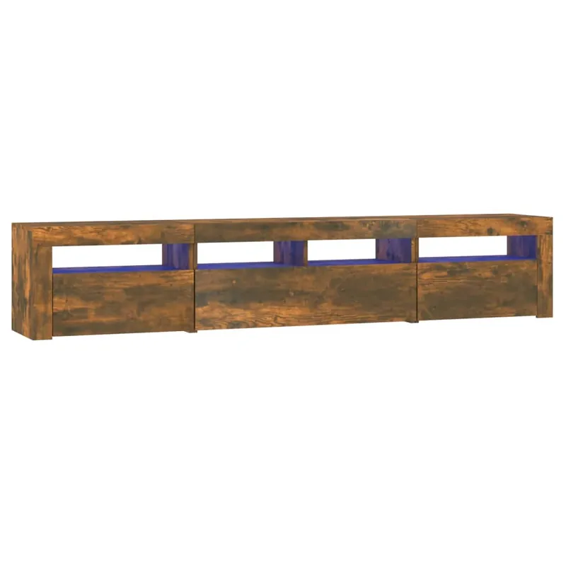 Mueble de TV con luces LED gris hormigón 210x35x40 cm - Muebles