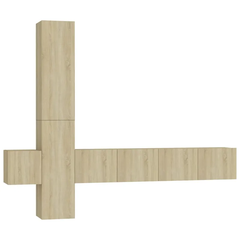 Muebles de pared de TV 5 piezas aglomerado color roble Sonoma