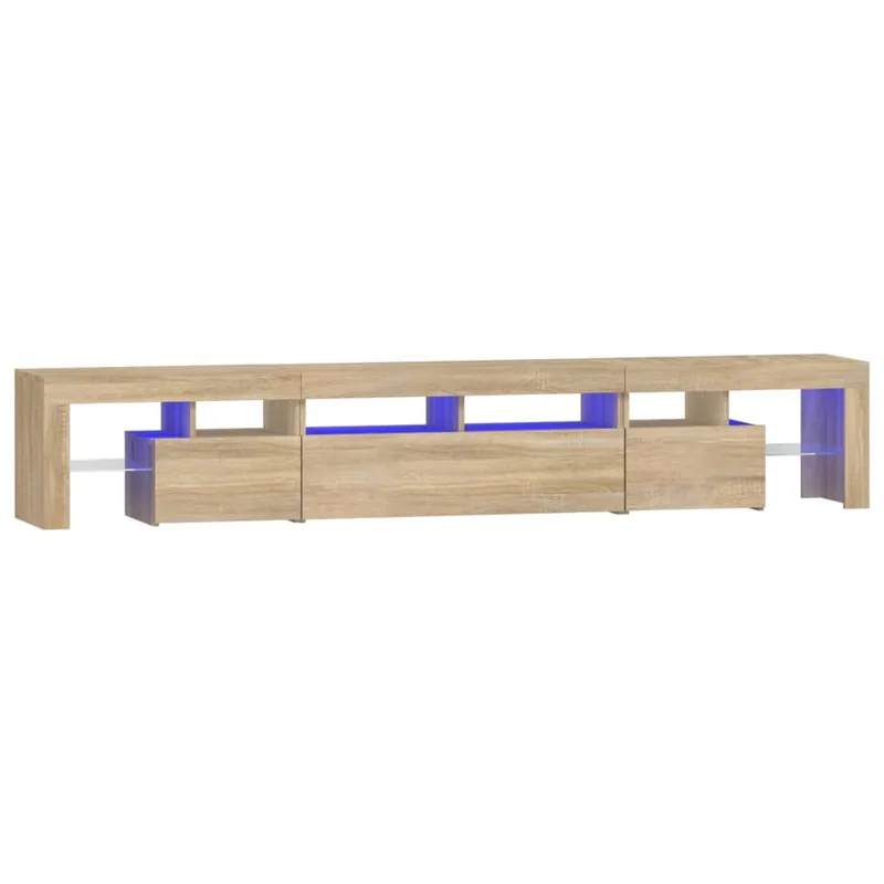 Mueble de TV con luces LED gris hormigón 230x36,5x40 cm - Muebles