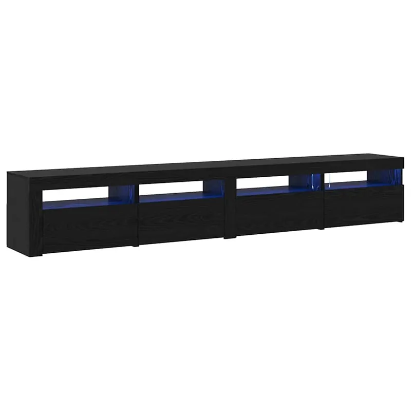 Mueble de TV con luces LED gris hormigón 240x35x40 cm - Muebles