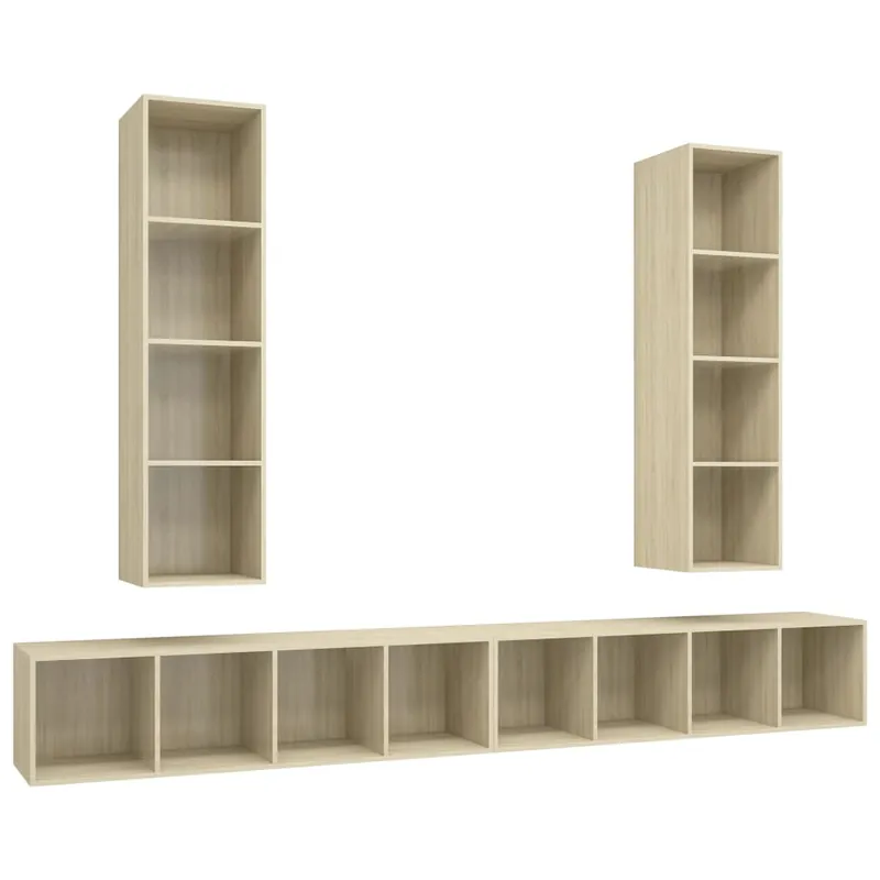 Muebles de salón de pared 4 piezas madera ingeniería roble Sonoma