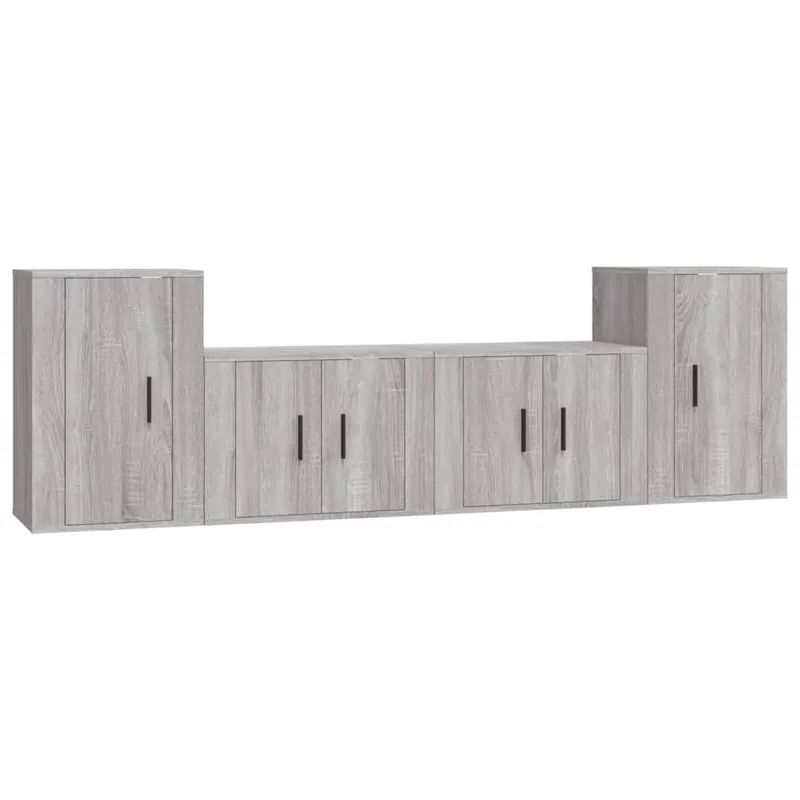 Set de muebles para TV 4 piezas madera contrachapada gris Sonoma