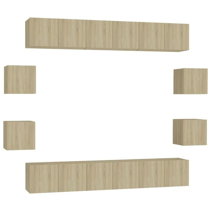 Muebles de pared de TV 10 piezas aglomerado color roble Sonoma
