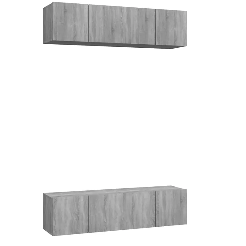Muebles TV pared 4 unidades madera ingeniería roble humo 60x30x30cm