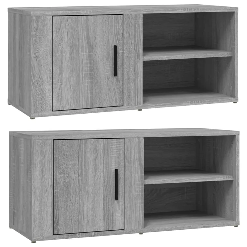Mueble TV 2 unidades madera contrachapada gris hormigón 80x31,5x36cm - Muebles