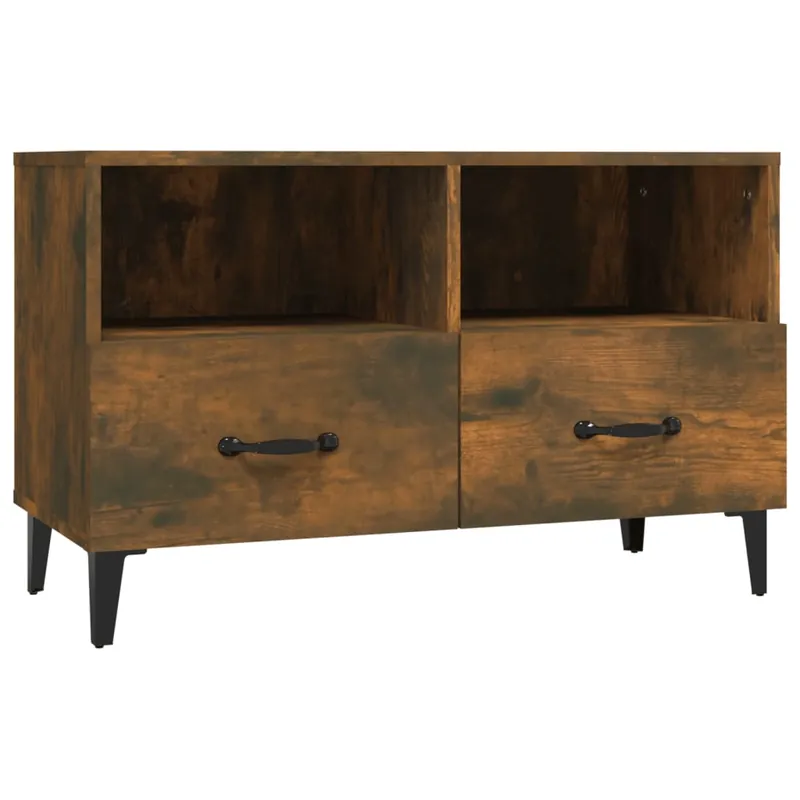 Mueble de TV madera contrachapada blanco brillo 80x36x50 cm - Muebles
