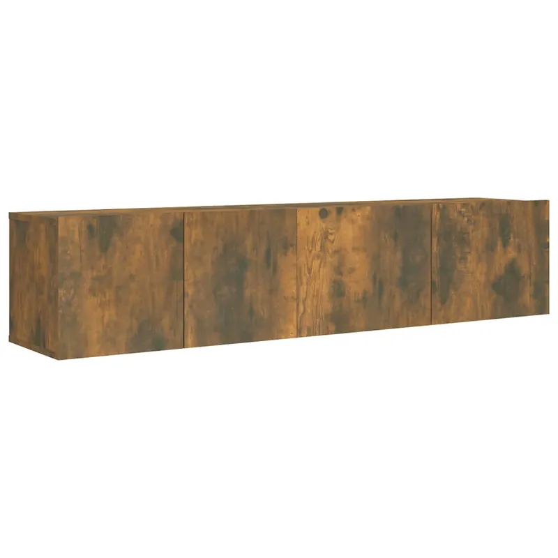 Set de muebles de TV 2 piezas madera contrachapada roble ahumado