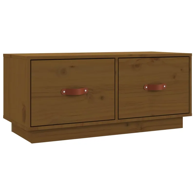 Mueble de TV de madera maciza de pino negro 80x34x35 cm - Muebles