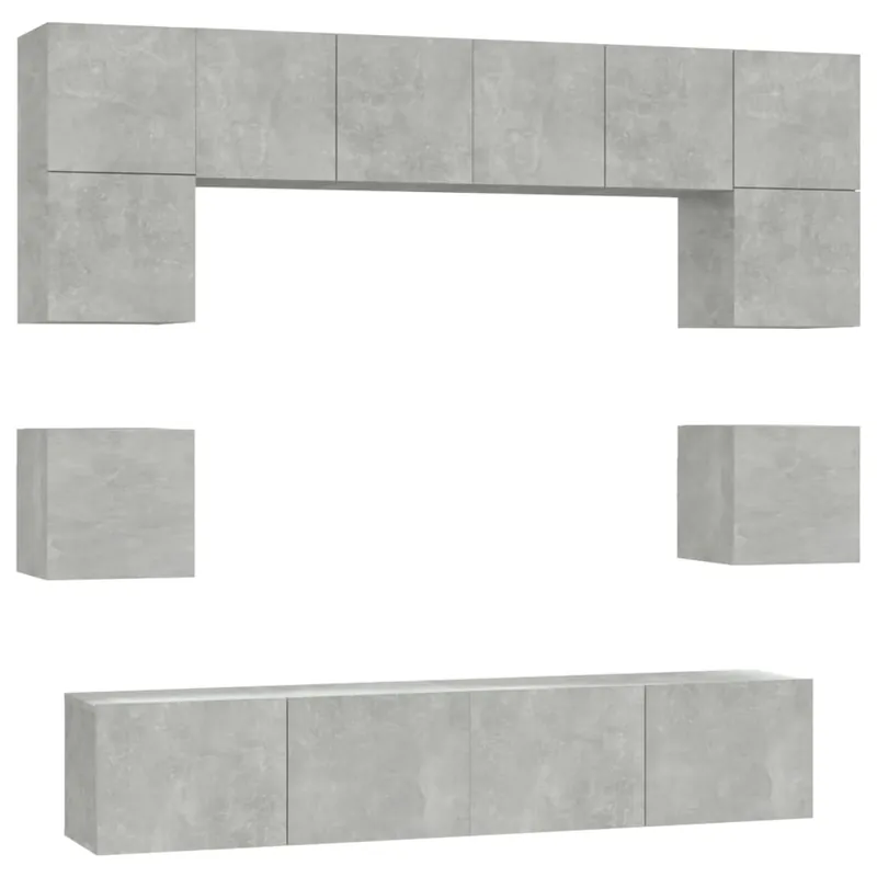 Set de muebles para TV 8 piezas madera contrachapada roble Sonoma