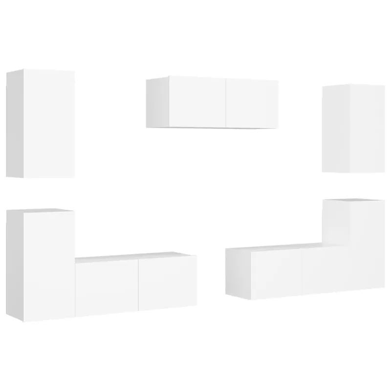 Juego de mueble para TV de 7 piezas aglomerado gris hormigón - Muebles