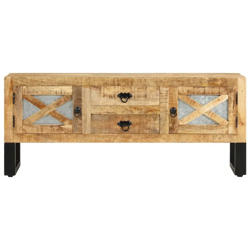 Mueble para TV de madera maciza de mango rugosa 110x30x45 cm - Muebles