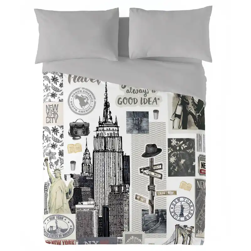 NATURALS - Funda Nórdica Estampada Cama 90 - Algodón Extra Suave - Incluye 1 o 2 Fundas de Almohada - NY TRAVEL