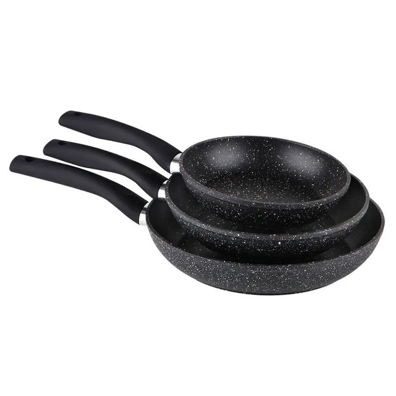 Pack de 3 sartenes Orbegozo SFB8300 aluminio forjado con revestimiento de piedra negro Ø18/Ø22/Ø26 cm - Cocina